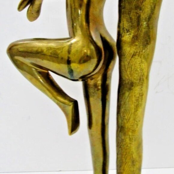 Vintage Brass Art Deco Long Haired Nude Woman Sculpture attributed Klara Sever - Picture 8 of 14